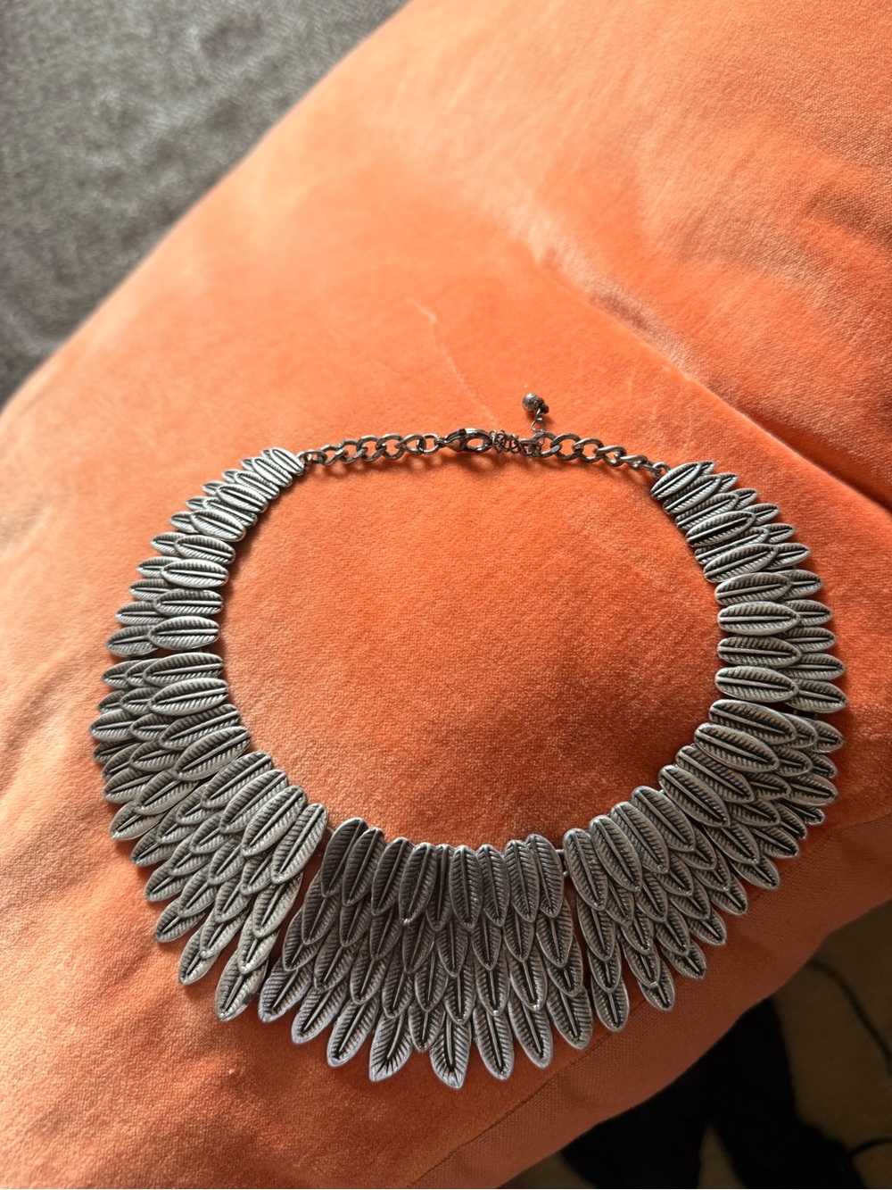 Silver Statement feather Collar Necklace - Women Jewelry